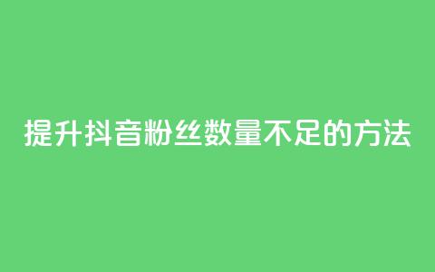 提升抖音粉丝数量不足500的方法 第1张 提升抖音粉丝数量不足500的方法 第1张
