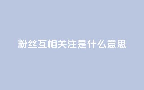 粉丝互相关注是什么意思 - 粉丝互相关注的含义是什么~ 第1张 粉丝互相关注是什么意思 - 粉丝互相关注的含义是什么~ 第1张