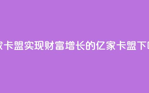 亿家卡盟(实现财富增长的亿家卡盟) 第1张 亿家卡盟(实现财富增长的亿家卡盟) 第1张