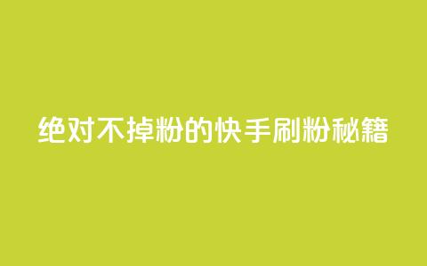 绝对不掉粉的快手刷粉秘籍 第1张 绝对不掉粉的快手刷粉秘籍 第1张