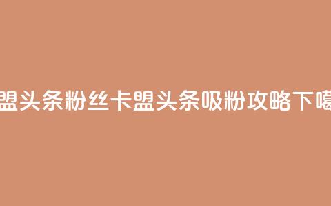 卡盟头条粉丝(卡盟头条吸粉攻略) 第1张 卡盟头条粉丝(卡盟头条吸粉攻略) 第1张