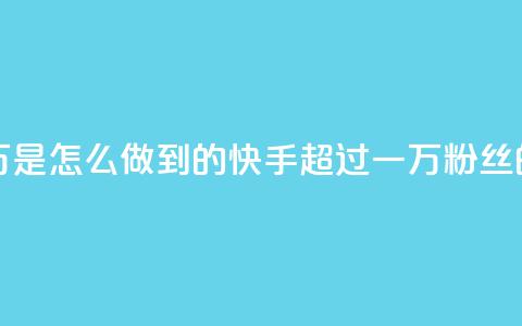 快手粉丝过万是怎么做到的(快手超过一万粉丝的方法) 第1张 快手粉丝过万是怎么做到的(快手超过一万粉丝的方法) 第1张