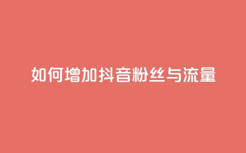 如何增加抖音粉丝与流量 第1张 如何增加抖音粉丝与流量 第1张
