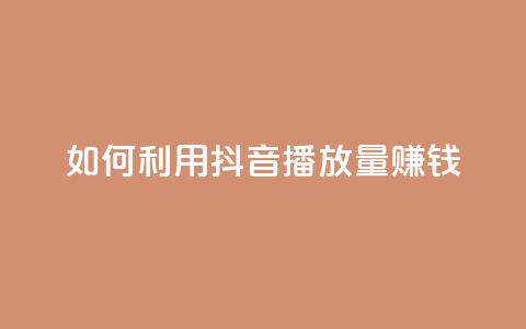 如何利用抖音播放量赚钱 第1张 如何利用抖音播放量赚钱 第1张