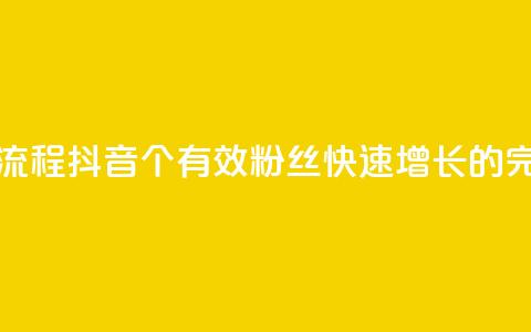 抖音500有效粉快速长流程 - 抖音500个有效粉丝快速增长的完整步骤解密! 第1张 抖音500有效粉快速长流程 - 抖音500个有效粉丝快速增长的完整步骤解密! 第1张