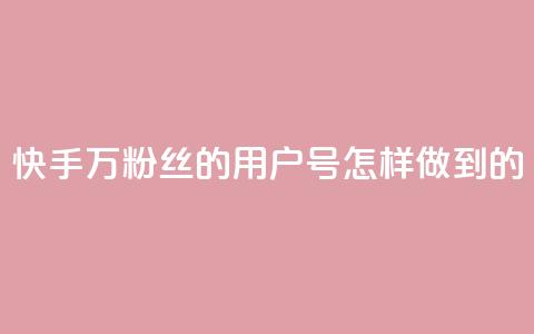 快手1万粉丝的用户号,怎样做到的? 第1张 快手1万粉丝的用户号,怎样做到的? 第1张