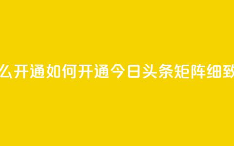 今日头条矩阵怎么开通 - 如何开通今日头条矩阵?细致解析步骤~ 第1张 今日头条矩阵怎么开通 - 如何开通今日头条矩阵?细致解析步骤~ 第1张