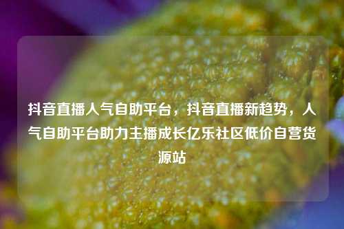 抖音直播人气自助平台，抖音直播新趋势，人气自助平台助力主播成长亿乐社区低价自营货源站  第1张