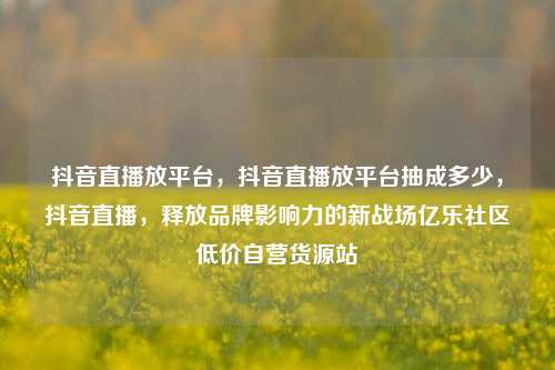 抖音直播放平台，抖音直播放平台抽成多少，抖音直播	，释放品牌影响力的新战场亿乐社区低价自营货源站  第1张
