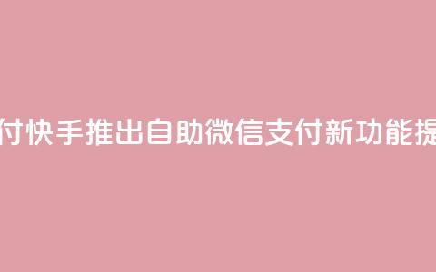 快手赞自助微信支付 - 快手推出自助微信支付新功能，提升用户体验~  第1张