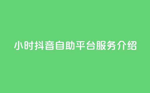 24小时抖音自助平台服务介绍 第1张 24小时抖音自助平台服务介绍 第1张