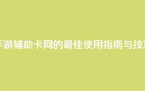 DNF手游辅助卡网的最佳使用指南与技巧  第1张