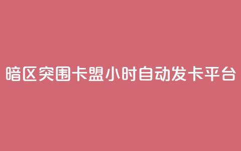 暗区突围卡盟24小时自动发卡平台 - 如何利用暗区突围卡盟24小时自动发卡平台提升网站SEO效果!  第1张