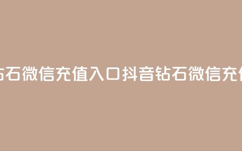 抖音钻石微信充值入口(抖音钻石微信充值通道)  第1张