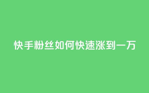 快手粉丝如何快速涨到一万 - 快手粉丝号账号交易平台 第1张 快手粉丝如何快速涨到一万 - 快手粉丝号账号交易平台 第1张