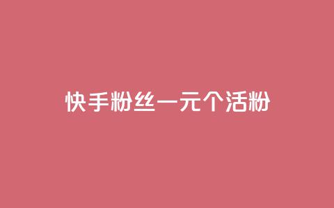 快手粉丝一元1000个活粉 - 快手粉丝活粉达1千个，仅需1元！!  第1张