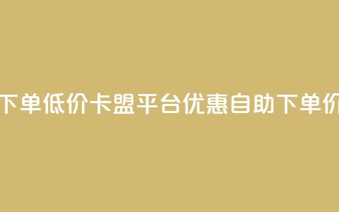 卡盟平台自助下单低价 - 卡盟平台优惠自助下单，价格实惠!  第1张