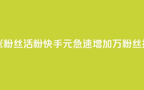 快手1块钱涨10000粉丝活粉 - 快手1元急速增加1万粉丝技巧~  第1张