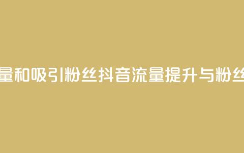 抖音如何增加流量和吸引粉丝(抖音流量提升与粉丝吸引技巧)  第1张