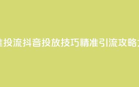 抖音如何精准投流 - 抖音投放技巧，精准引流攻略大揭秘~  第1张