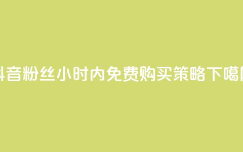 抖音粉丝24小时内免费购买策略  第1张
