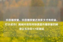 抖音播放量，抖音播放量达到多少才有收益，打卡成功！揭秘抖音如何快速提升播放量的秘密亿乐社区SUP货源站