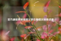 官方通报黄杨钿甜父亲在雅情况核查进展