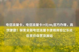 电信流量卡，电信流量卡19元200g官方办理，高效便捷！探索全新电信流量卡使用体验亿乐社区低价自营货源站