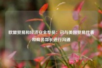 欧盟贸易和经济安全专员：已与美国贸易代表和商务部长进行沟通