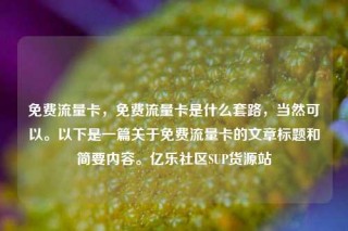 免费流量卡，免费流量卡是什么套路，当然可以。以下是一篇关于免费流量卡的文章标题和简要内容。亿乐社区SUP货源站