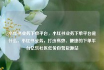 小红书业务下单平台，小红书业务下单平台是什么，小红书业务，打造高效、便捷的下单平台亿乐社区低价自营货源站