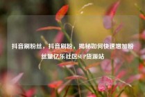 抖音刷粉丝，抖音刷粉，揭秘如何快速增加粉丝量亿乐社区SUP货源站