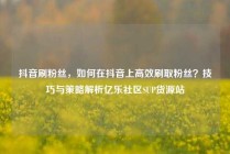 抖音刷粉丝，如何在抖音上高效刷取粉丝？技巧与策略解析亿乐社区SUP货源站