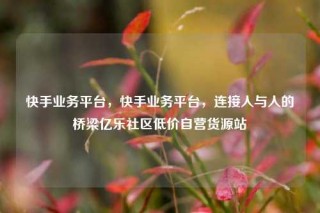 快手业务平台，快手业务平台，连接人与人的桥梁亿乐社区低价自营货源站