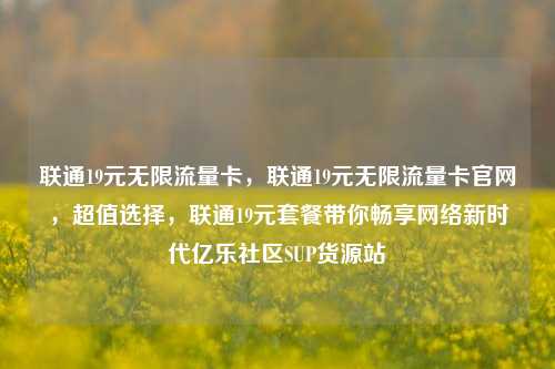 联通19元无限流量卡，联通19元无限流量卡官网，超值选择，联通19元套餐带你畅享网络新时代亿乐社区SUP货源站  第1张