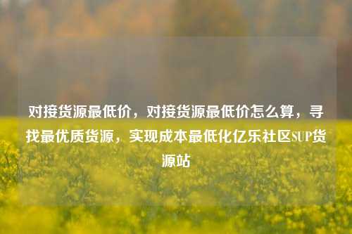 对接货源最低价，对接货源最低价怎么算	，寻找最优质货源，实现成本最低化亿乐社区SUP货源站  第1张