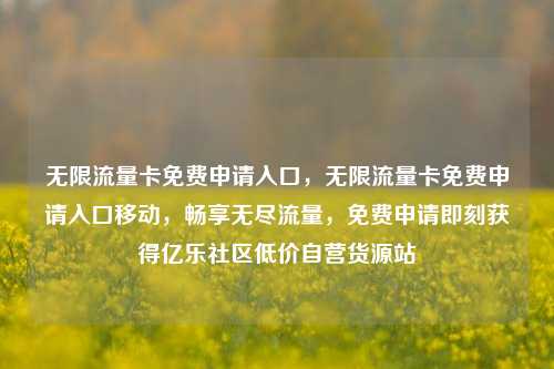 无限流量卡免费申请入口，无限流量卡免费申请入口移动，畅享无尽流量	，免费申请即刻获得亿乐社区低价自营货源站  第1张