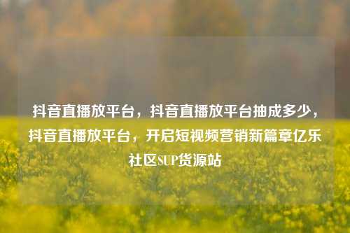 抖音直播放平台，抖音直播放平台抽成多少	，抖音直播放平台，开启短视频营销新篇章亿乐社区SUP货源站  第1张