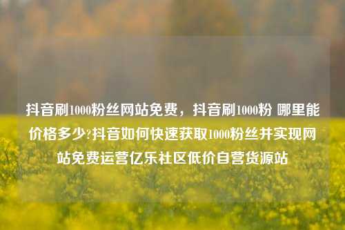 抖音刷1000粉丝网站免费，抖音刷1000粉 哪里能价格多少?抖音如何快速获取1000粉丝并实现网站免费运营亿乐社区低价自营货源站  第1张