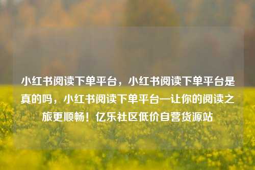 小红书阅读下单平台	，小红书阅读下单平台是真的吗，小红书阅读下单平台—让你的阅读之旅更顺畅！亿乐社区低价自营货源站  第1张