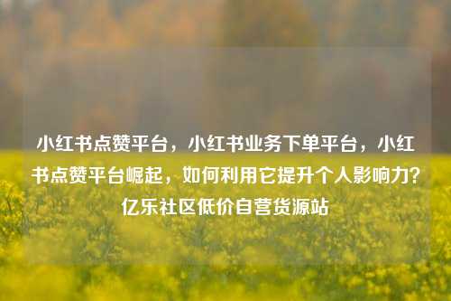 小红书点赞平台，小红书业务下单平台，小红书点赞平台崛起	，如何利用它提升个人影响力？亿乐社区低价自营货源站  第1张