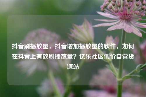 抖音刷播放量	，抖音增加播放量的软件，如何在抖音上有效刷播放量？亿乐社区低价自营货源站  第1张