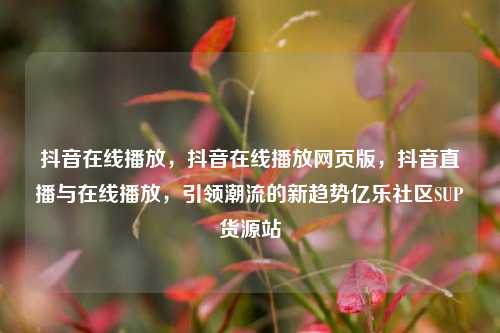 抖音在线播放，抖音在线播放网页版，抖音直播与在线播放	，引领潮流的新趋势亿乐社区SUP货源站  第1张