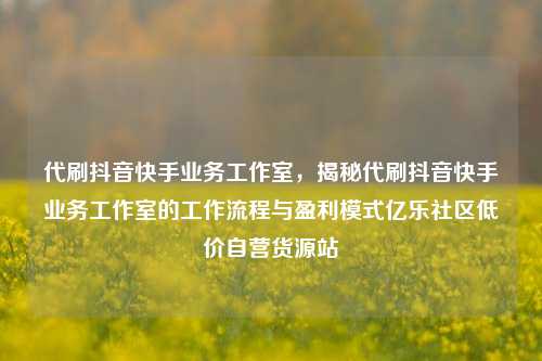 代刷抖音快手业务工作室，揭秘代刷抖音快手业务工作室的工作流程与盈利模式亿乐社区低价自营货源站  第1张